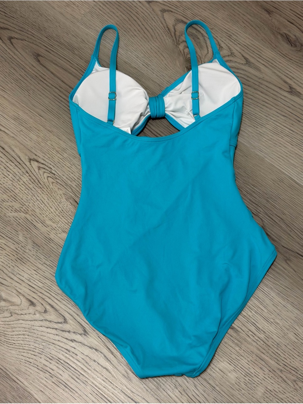 NEW Kate Spade New York Aqua Blue Tie Front Ruched One Piece Swimsuit SZ M $158 - Picture 4 of 6